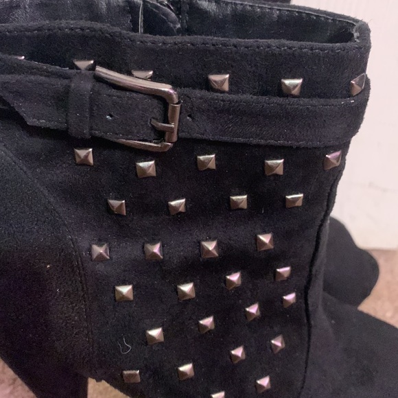 Rue 21 Black Open Toe Studded Heeled Boots - Picture 7 of 11
